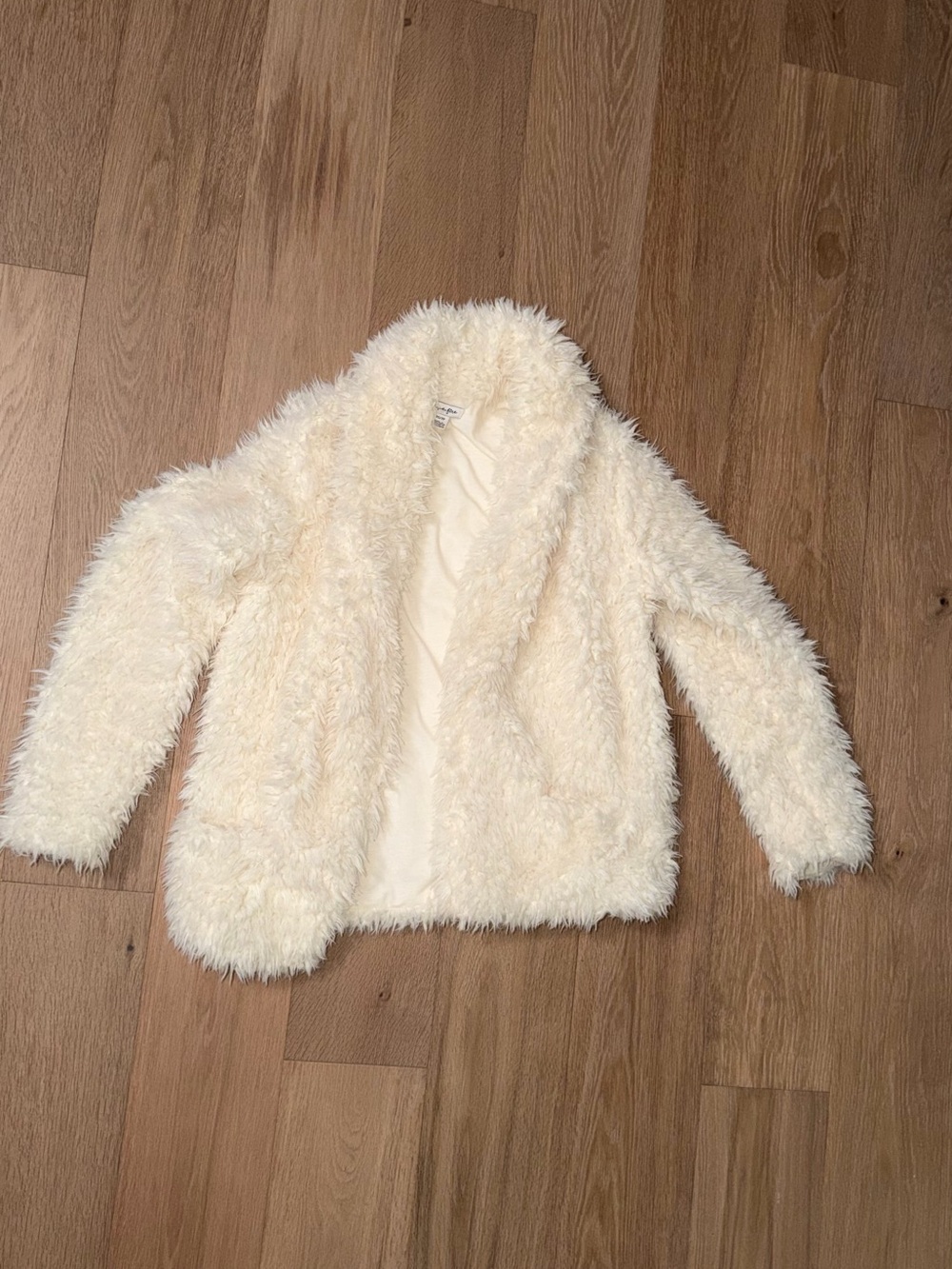 love, Fire Cream Plush Teddy Jacket - Soft Faux-Fur Coat
